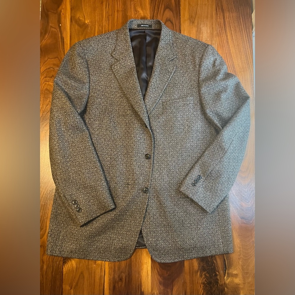 Men’s J. Press 44 Reg wool cashmere sports coat gray and brown. Made in Canada